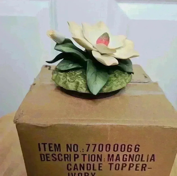 Ivory Magnolia Flower Candle Topper - Picture 2 of 4
